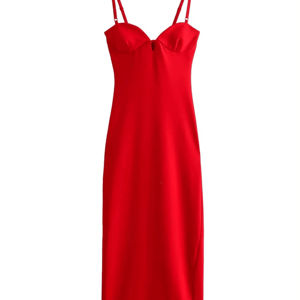 Elegant Strappy Sweetheart Neck Midi Dress for Women Elegant Strappy Sweetheart Neck Midi Dress for Women