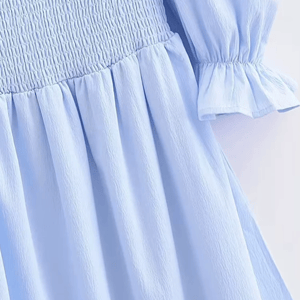 Flare Sleeve Casual A-Line Dress with Square Neckline for Women Xnwmnz - Women's Midi Dresses 3