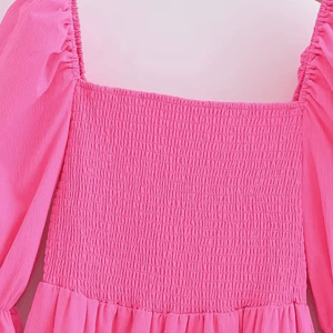 Flare Sleeve Casual A-Line Dress with Square Neckline for Women Xnwmnz - Women's Midi Dresses 4