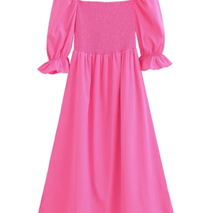 Flare Sleeve Casual A-Line Dress with Square Neckline for Women Xnwmnz - Women's Midi Dresses 16