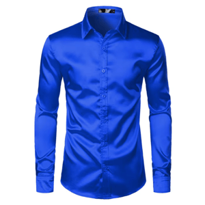 Elegant Men's Slim Fit Satin Shirt for Casual and Formal Occasions