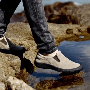 Genuine Leather Slip-On Flats for Men, Comfortable Walking Shoes
