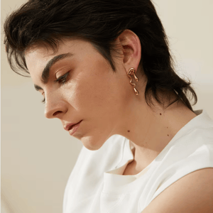 Asymmetrical 18K Gold Plated Stainless Steel Big Stud Earrings Yhpup - Women's Earrings 1