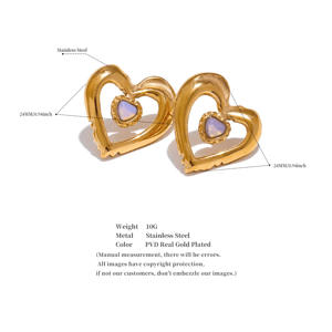 Exquisite Heart-Shaped Hollow Stud Earrings in Fashionable Stainless Steel