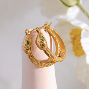 Elegant Stainless Steel Snake Hoop Earrings for Women Elegant Stainless Steel Snake Hoop Earrings for Women