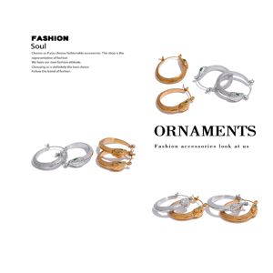 Elegant Stainless Steel Snake Hoop Earrings for Women Elegant Stainless Steel Snake Hoop Earrings for Women