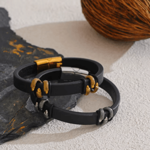 Stylish Leather & Stainless Steel Claw Bangle for Men
