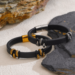 Stylish Leather & Stainless Steel Claw Bangle for Men
