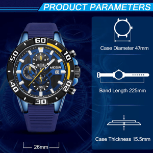 Luxury Sport Chronograph Quartz Watch with Date and Stopwatch Feature