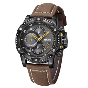 Fashionable Men's Chronograph Quartz Watch with Leather Strap
