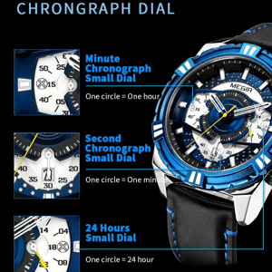 Luxury Men's Quartz Watch with Leather Strap and Luminous Features