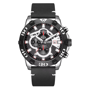 Stylish Chronograph Leather Strap Watch with Luminous Display Stylish Chronograph Leather Strap Watch with Luminous Display