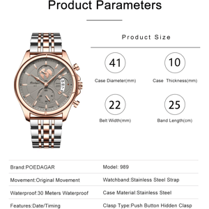 Elegant Chronograph Steel Watch for Men with Calendar Display Elegant Chronograph Steel Watch for Men with Calendar Display