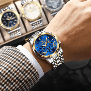 Elegant Chronograph Stainless Steel Watch with Luminous Dial Poedagar - Men's Dress Watches 3