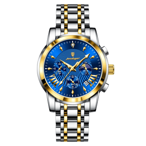 Elegant Chronograph Stainless Steel Watch with Luminous Dial Poedagar - Men's Dress Watches