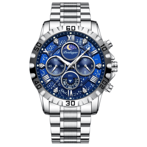 Elegant Chronograph Stainless Steel Men's Watch with Luminous Display