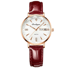 Elegant Ultra-Thin Leather Watch with Luminous Quartz Movement Poedagar - Women's Dress Watches