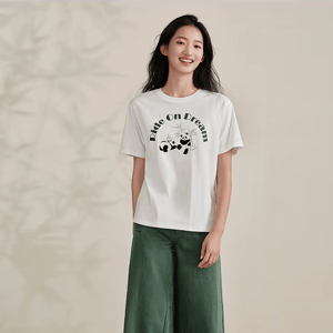 Loose Fit Cotton T-Shirt with Panda Print – Trendy Summer Casual Look Semir - Women's Casual T-Shirt 4