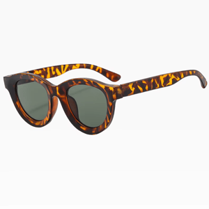 Trendy Vintage Oval Sunglasses with Leopard Frame and UV400 Lenses Sorvino - Women's Round Sunglasses