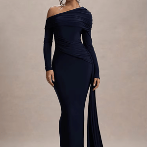 Elegant One Shoulder Long Sleeve Bodycon Evening Dress
