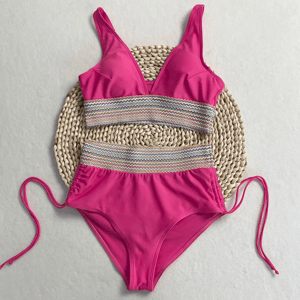 High Waist Bikini Set with Brazilian Bottoms and String Neck