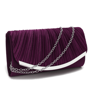 Ruched Satin Envelope Clutch with Chain for Evening Events