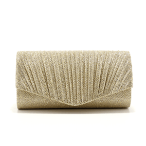 Ruched Glitter Envelope Clutch with Chain for Evening Parties Sekusa - Women's Clutch Bags