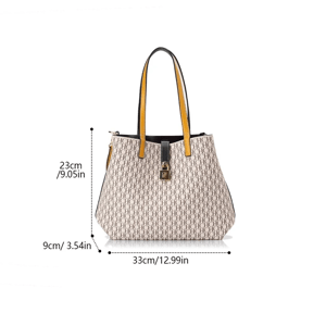 Versatile Large Leather Tote Bag with Letter Print Design