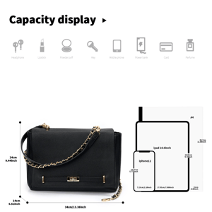 Minimalist Flap Chain Shoulder Bag with Letter Print Design