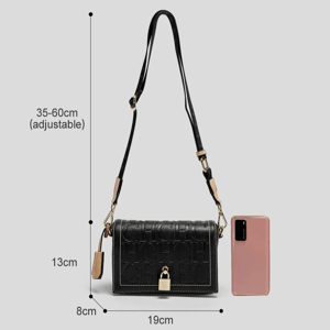 Monogram Print Women's Shoulder Bag with Metal Buckle Accent