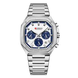 Stylish Square Dial Chronograph Watch with Stainless Steel Band Curren - Men's Dress Watches