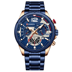 Stylish Men's Chronograph Quartz Watch with Stainless Steel Band Curren - Women's Dress Watches