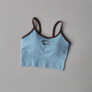 Color Block Sports Bra with Fixed Straps and Support