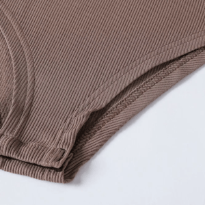 Ribbed Long Sleeve Bodysuit with Bodycon Fit for Streetwear