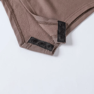 Ribbed Long Sleeve Bodysuit with Bodycon Fit for Streetwear