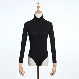 Elegant Long Sleeve Backless Bodysuit With Turtleneck Style