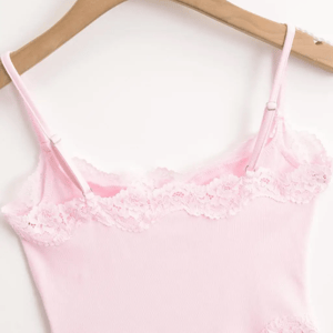 Lace Panel Cami Bodysuit with Backless Design for Summer