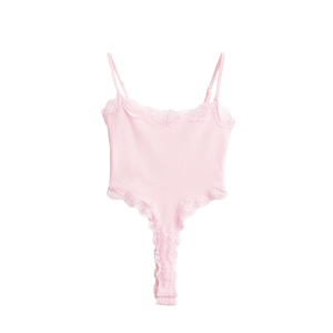 Lace Panel Cami Bodysuit with Backless Design for Summer