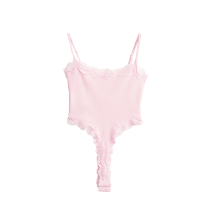 Lace Panel Cami Bodysuit with Backless Design for Summer