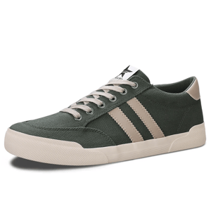 Men’s Vintage Canvas Vulcanized Sneakers with Flat Rubber Sole