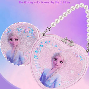 Heart-Shaped Glitter Shoulder Bag with Pearl Handle