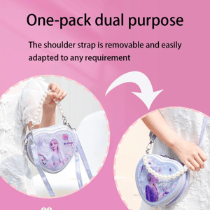 Heart-Shaped Glitter Shoulder Bag with Pearl Handle