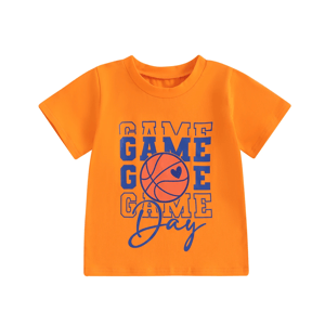 Toddler Kids Round Neck Basketball Print Summer T-Shirt