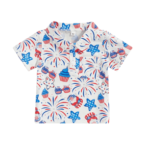Toddler Boys Cartoon Print Short Sleeve Holiday Tees Toddler Boys Cartoon Print Short Sleeve Holiday Tees