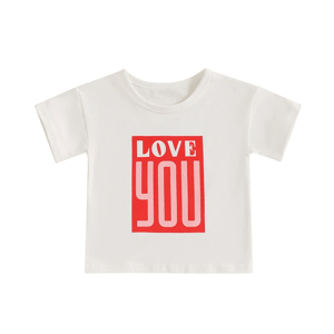 Toddler Casual Letter Print Tee with Round Neck Design Focusnorm - Kids's Tops