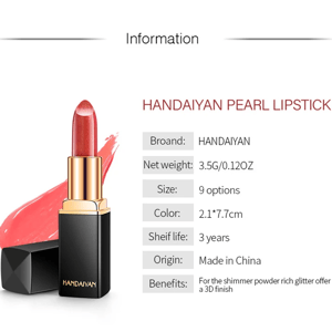 Pearl Moisturizing Lipstick with Black Tube and Gold Shine Pearl Moisturizing Lipstick with Black Tube and Gold Shine