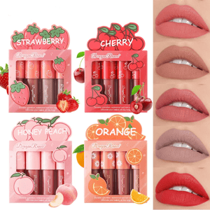 4-Piece Mini Velvet Matte Lip Gloss Set with Scent Dragon Ranee - Women's Lips 1