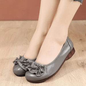Slip-On Genuine Leather Flats with Thick Sole for Casual Wear