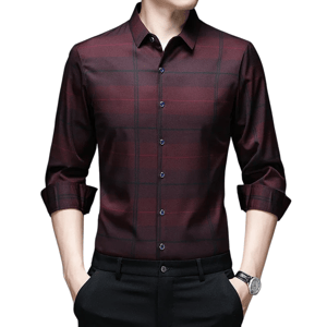 Men’s Printed Long Sleeve Formal Lapel Shirt for All Seasons Yzq - Men's Formal Shirts