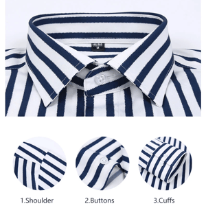 Classic Men’s Striped Long Sleeve Shirt for Business Wear
